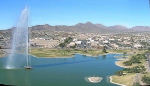 Fountain Hills Lake Aerial shot